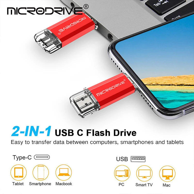 Pendrive 2 em 1 USB 2.0 Celulares e Computadores