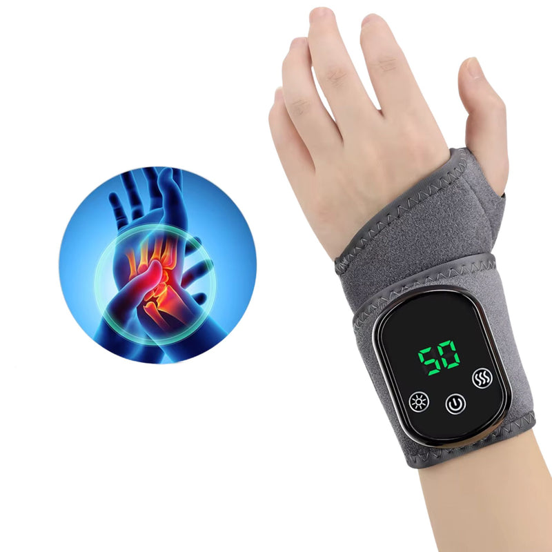 Massageador Elétrico para Pulso com Aquecimento – Cinta de Compressão Quente com Vibração e Bateria Recarregável