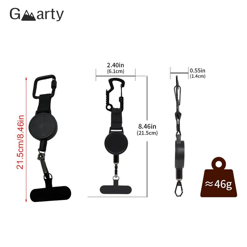 Porta Crachá Retrátil com Fio de Aço Mosquetão e Clipe de Cinto