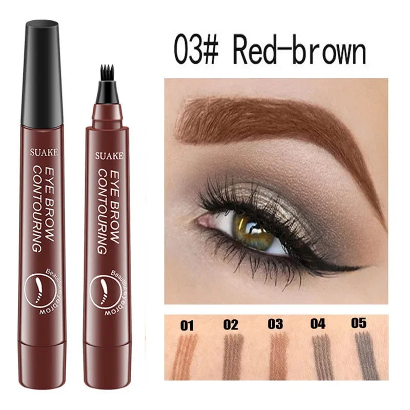 Caneta à Prova d’Água para Barba e Sobrancelha com 4 Pontas