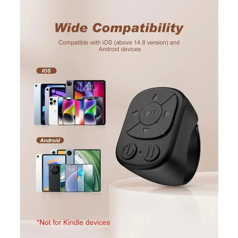 Controle Remoto Bluetooth Multifuncional XIKCU – Compatível com iPhone, iPad, Câmera e Virador de Página