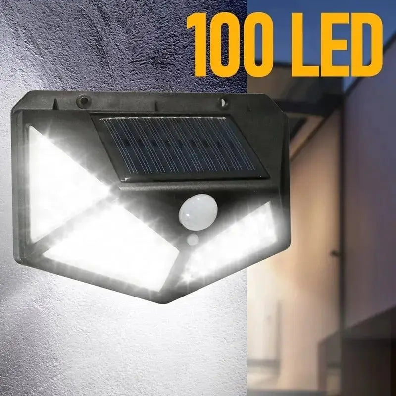 Luminária Solar Externa 100 LEDs com Sensor de Movimento PIR