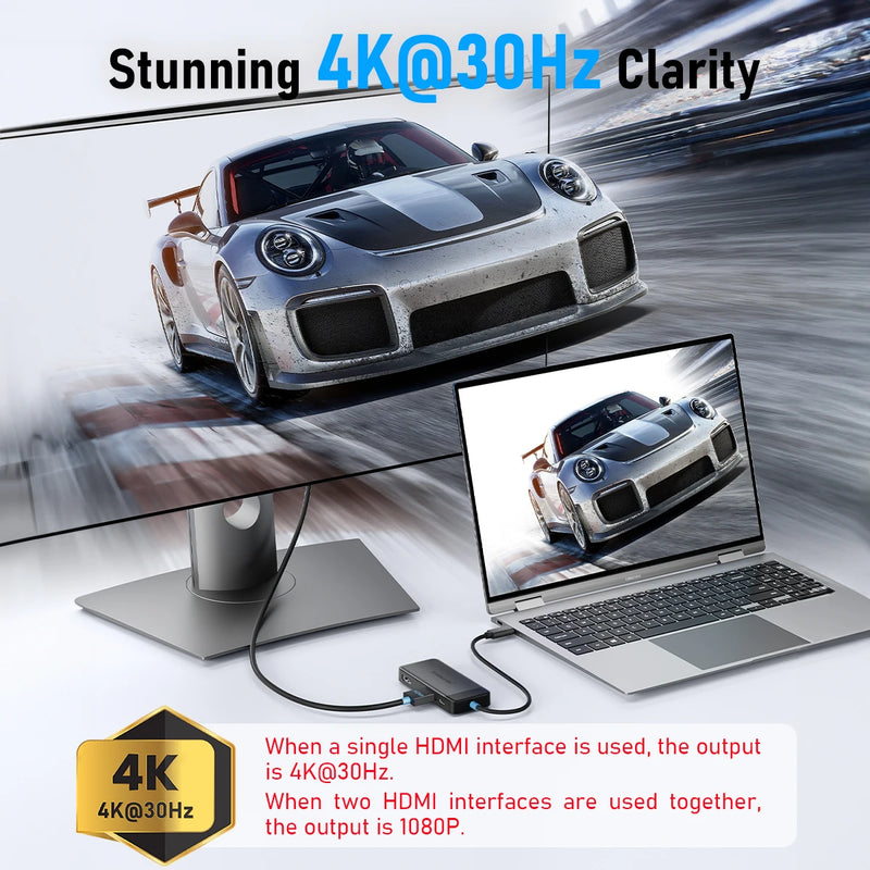 Deck Laptop USB HUB Dual HDMI 4K