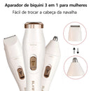 Depilador Elétrico Feminino 3 em 1 Recarregável