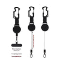 Porta Crachá Retrátil com Fio de Aço Mosquetão e Clipe de Cinto