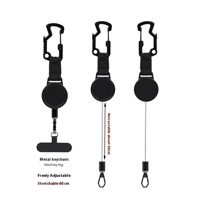 Porta Crachá Retrátil com Fio de Aço Mosquetão e Clipe de Cinto