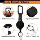 Porta Crachá Retrátil com Fio de Aço Mosquetão e Clipe de Cinto