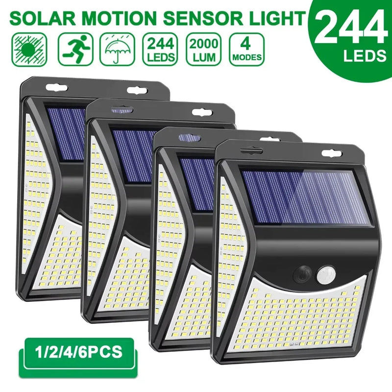 Luminária Solar de Parede com 244 LEDs e Sensor de Movimento