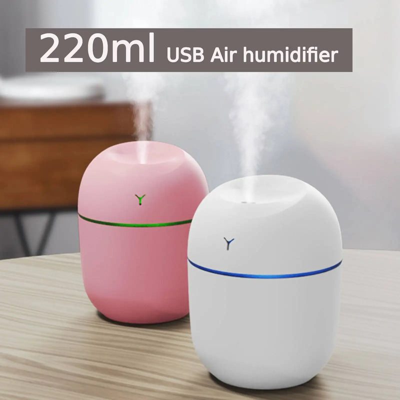 Umidificador Portátil USB 220ml com Difusor de Aroma e Luz Noturna